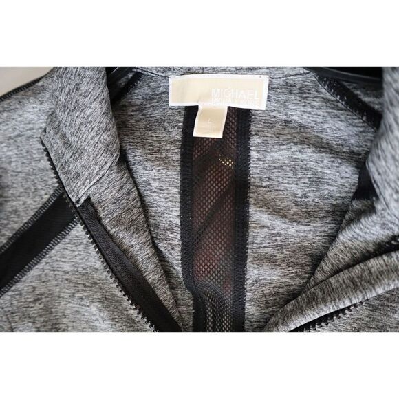 Michael Kors Women's Sz L Gray Heather Active Mesh-Panel Full-Zip Jacket - Picture 5 of 10